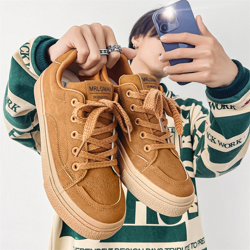 American Retro Men's Shoes New Brown Board Shoes Men's Students Versatile Simple Casual Sneakers
American Retro Men's Shoes New Brown Board Shoes Men's Students Versatile Simple Casual Sneakers