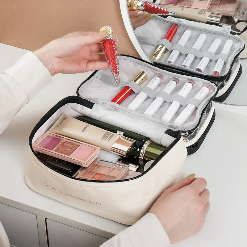 Fashion Double-layer PU Makeup Bag Large Capacity Makeup Pouch Portable Handbag Cosmetic Storage Bag Travel Cosmetic Organizer
Fashion Double-layer PU Makeup Bag Large Capacity Makeup Pouch Portable Handbag Cosmetic Storage Bag Travel Cosmetic Organizer