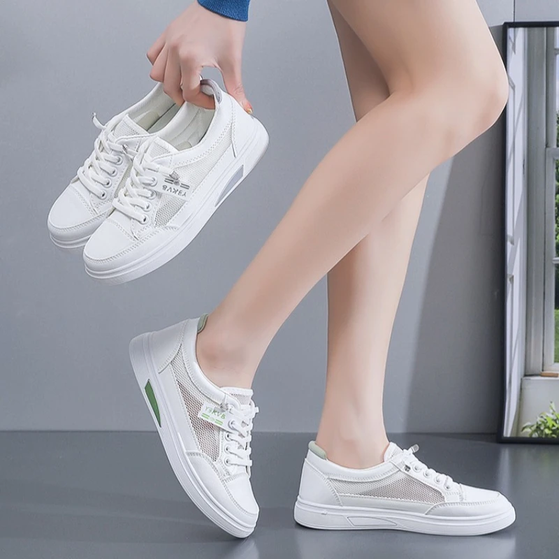 Women's Mesh Breathable White Casual Sneakers 2026 Summer Lace-Up Non-Slip Soft Sole Flat Board Shoes for Ladies
Women's Mesh Breathable White Casual Sneakers 2026 Summer Lace-Up Non-Slip Soft Sole Flat Board Shoes for Ladies