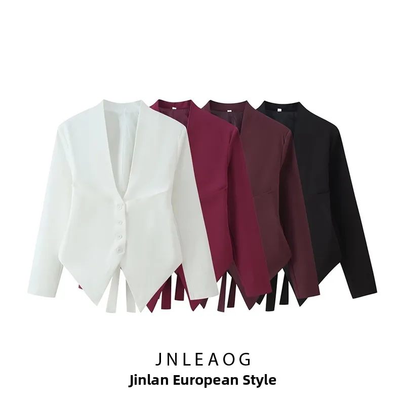 Spring New Fashion Women's Short Suit Waist Cinched Pleated Design Versatile Style Long Sleeve Polyester Business Casual Coat
Spring New Fashion Women's Short Suit Waist Cinched Pleated Design Versatile Style Long Sleeve Polyester Business Casual Coat