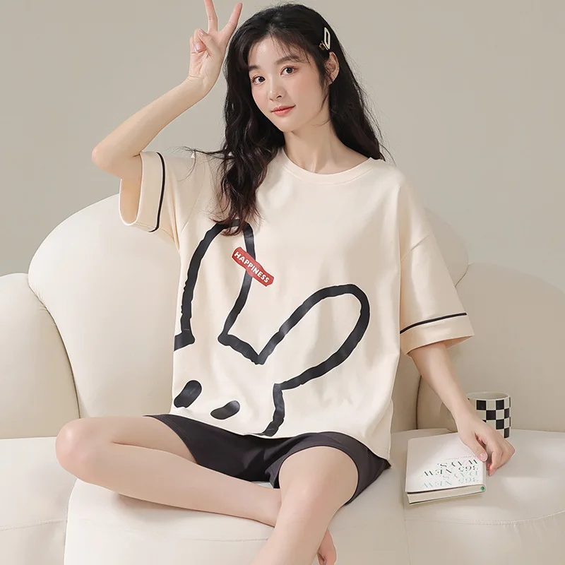 2023 Summer New Women's Pajamas Short Sleeve Short Pants Two Piece Cotton Casual Cartoon Home Set Ladies Pjs Pyjamas Mujer
2023 Summer New Women's Pajamas Short Sleeve Short Pants Two Piece Cotton Casual Cartoon Home Set Ladies Pjs Pyjamas Mujer