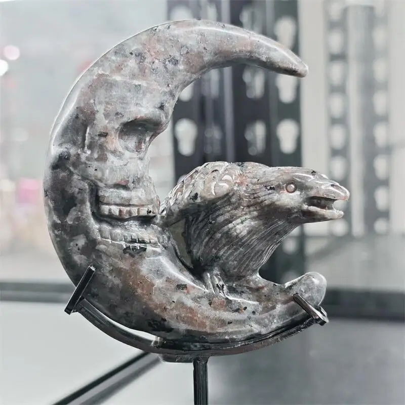 Natural Yooperlite Moon And Crow Cartoon Healing Fengshui Stone Exquisite Holiday Decorate Holiday Gifts 1PCS
Natural Yooperlite Moon And Crow Cartoon Healing Fengshui Stone Exquisite Holiday Decorate Holiday Gifts 1PCS