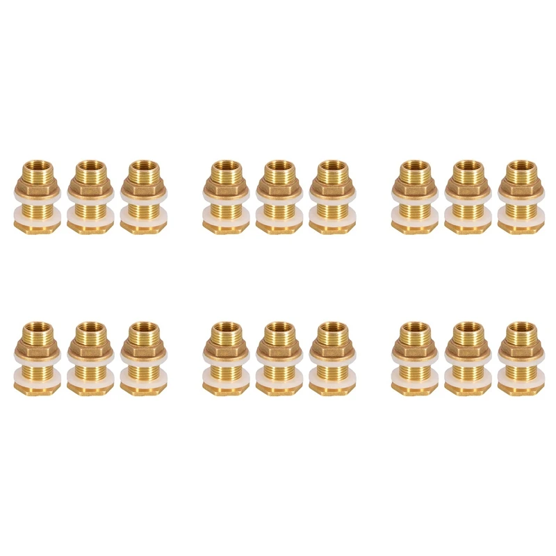 HOT! Solid Brass Bulkhead Fitting, 18 Sets 3/8 Inch Female 1/2 Inch Male Solid Brass Water Tank Connector Threaded With Ring
HOT! Solid Brass Bulkhead Fitting, 18 Sets 3/8 Inch Female 1/2 Inch Male Solid Brass Water Tank Connector Threaded With Ring