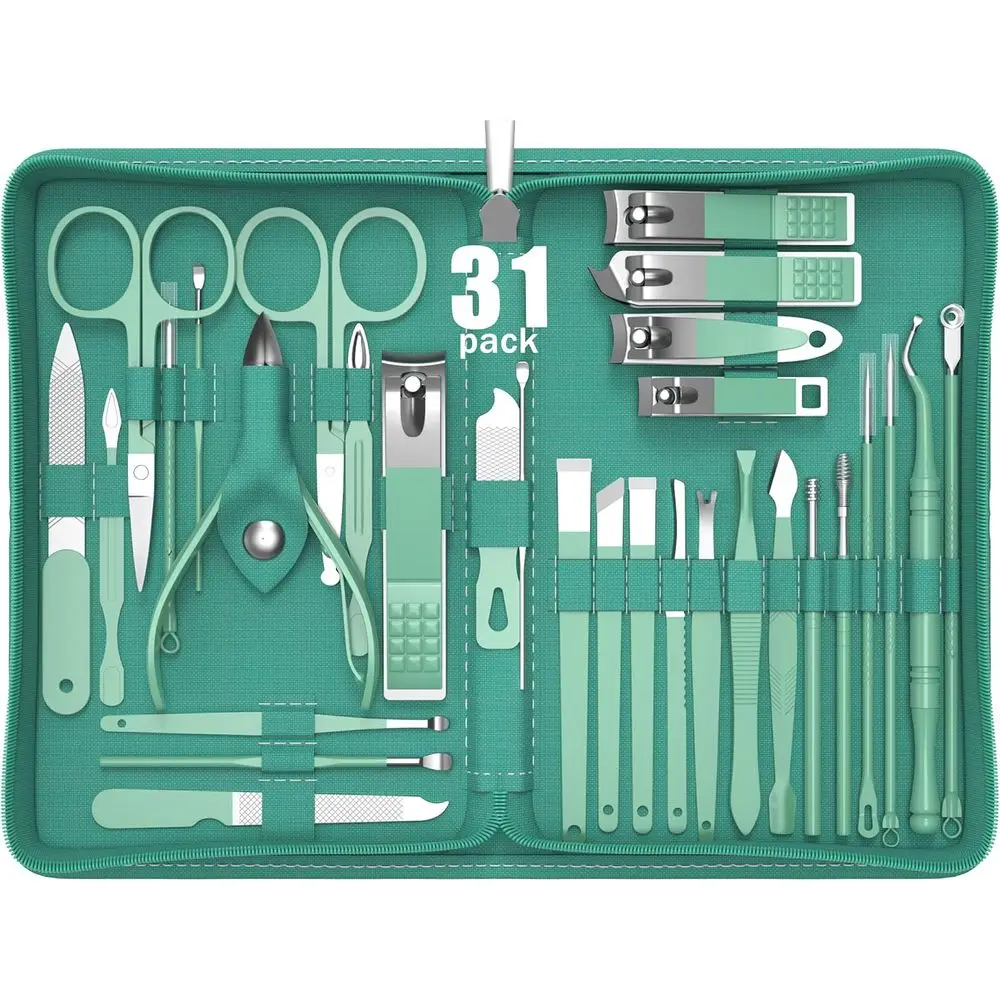 31-Piece Personal Care Nail Clipper Kit, Professional Pedicure Set with Travel Case, Suitable for Men and Women, Green
31-Piece Personal Care Nail Clipper Kit, Professional Pedicure Set with Travel Case, Suitable for Men and Women, Green