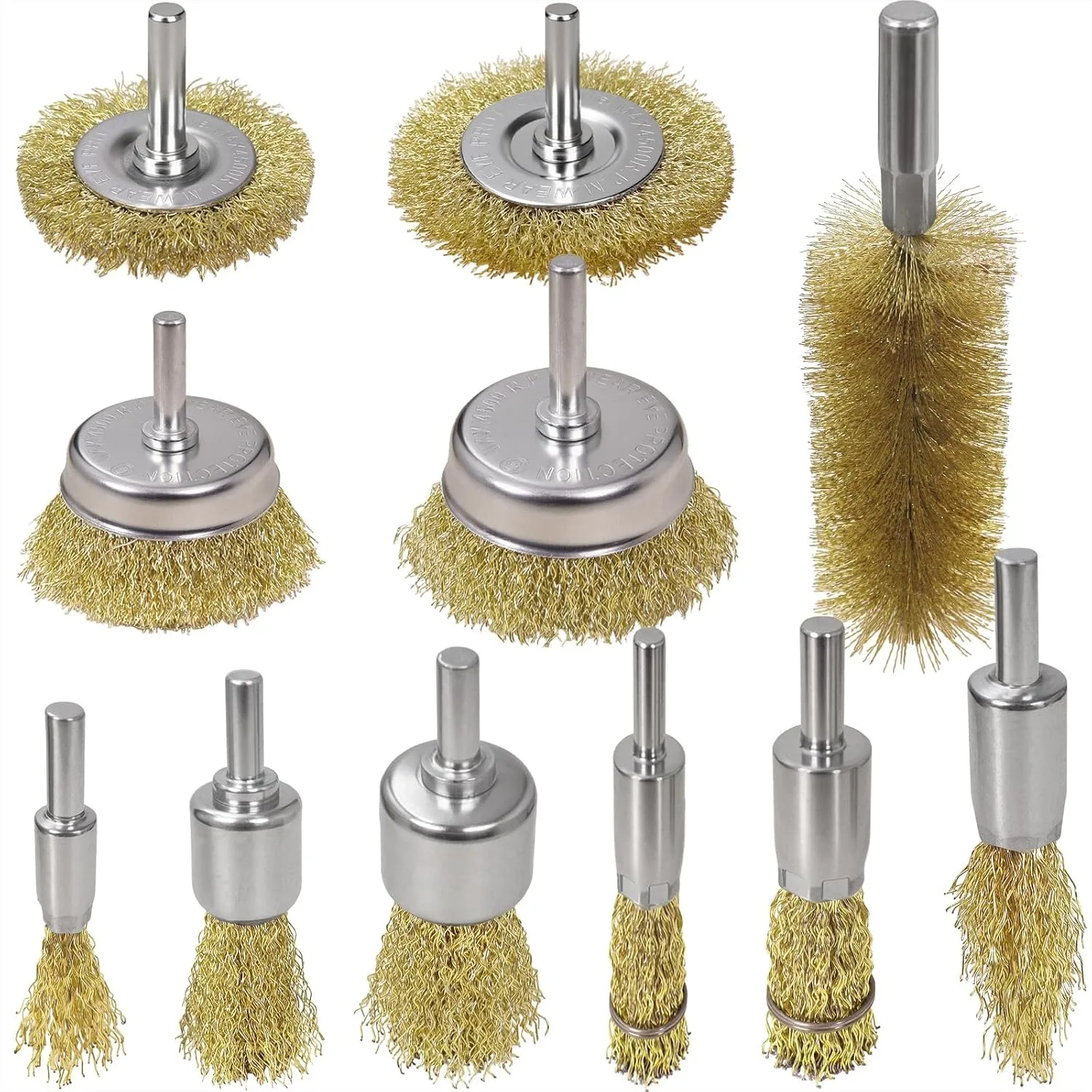 11 Pcs Wire Brush Drill Attachments Set With 1/4 Inch Shank For Rust And Paint Removal Carbon Steel Cup End And Wheel Brushes
11 Pcs Wire Brush Drill Attachments Set With 1/4 Inch Shank For Rust And Paint Removal Carbon Steel Cup End And Wheel Brushes