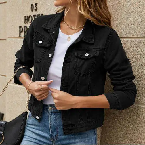Wish Cross-Border 2024 Women's Long Sleeve Denim Jacket New Autumn Winter Outerwear Casual Stylish Top Quality Material
Wish Cross-Border 2024 Women's Long Sleeve Denim Jacket New Autumn Winter Outerwear Casual Stylish Top Quality Material