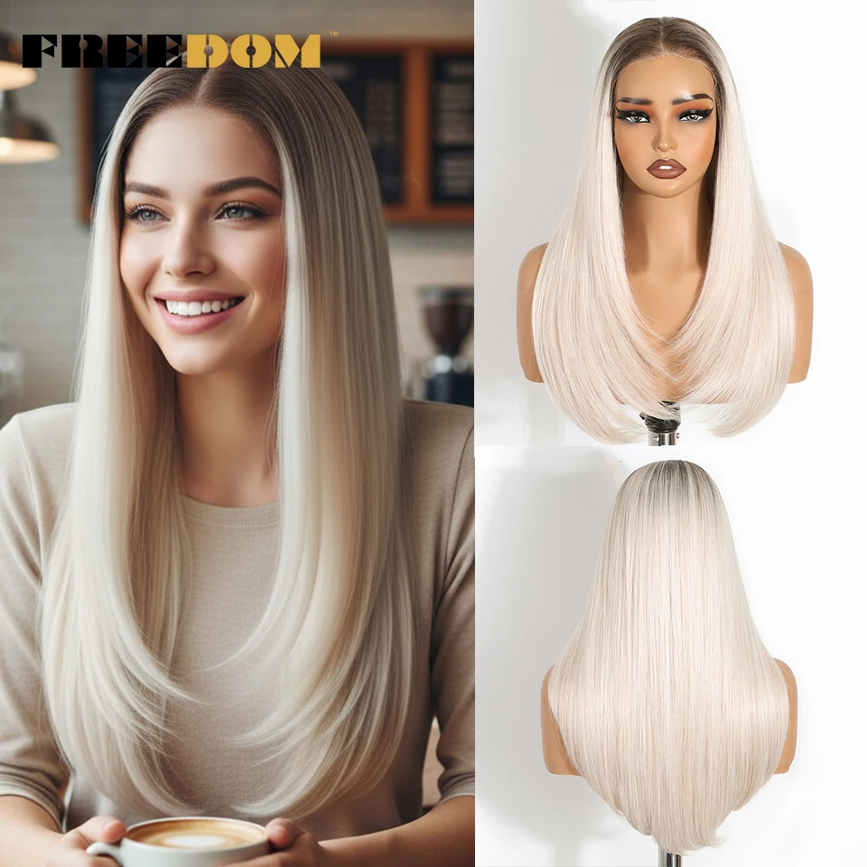 FREEDOM Synthetic Lace Front Wig Straight 9x6 Pre Plucked Layerd Wigs For Women 24inch Ombre Blonde Pre Cut Wear And Go Lace Wig
FREEDOM Synthetic Lace Front Wig Straight 9x6 Pre Plucked Layerd Wigs For Women 24inch Ombre Blonde Pre Cut Wear And Go Lace Wig