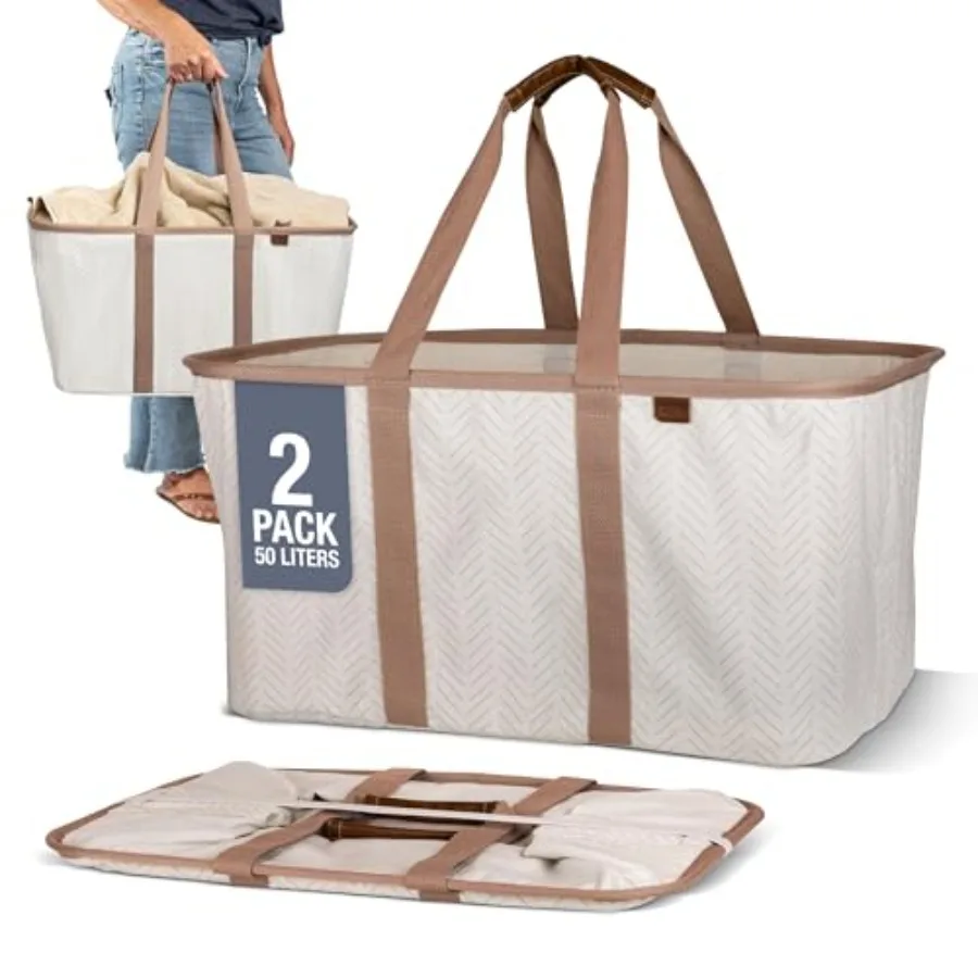 Collapsible Laundry Tote 2-Pack 50L Foldable Carry-All Storage Bin for Laundry, Car Trunk, RV, Dorm and Home Organization LUXE
Collapsible Laundry Tote 2-Pack 50L Foldable Carry-All Storage Bin for Laundry, Car Trunk, RV, Dorm and Home Organization LUXE