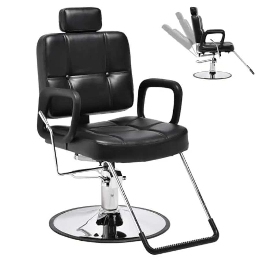 Barber Reclining Chair with Headrest - Heavy Duty Hydraulic Pump Height Adjustable, 360°Swivel, Max Load Weight 440 Lbs, Beauty
Barber Reclining Chair with Headrest - Heavy Duty Hydraulic Pump Height Adjustable, 360°Swivel, Max Load Weight 440 Lbs, Beauty