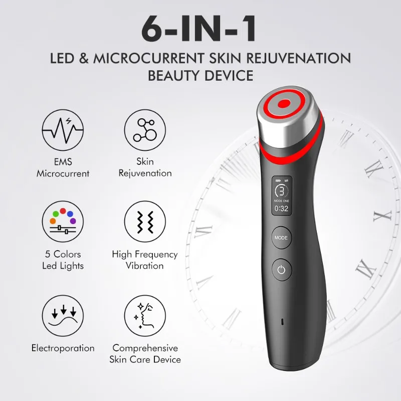 5-Color LED Light Skin Rejuvenation EMS Microcurrent Vibration Massager - Portable Beauty Device for Home Use
5-Color LED Light Skin Rejuvenation EMS Microcurrent Vibration Massager - Portable Beauty Device for Home Use