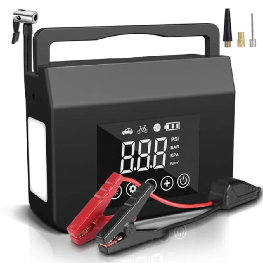 4000A Jump Starter with Air Compressor 150PSI 12V Smart Portable Car Jump Starter All Gas/8.0L Diesel 15000mAh Power Bank and J
4000A Jump Starter with Air Compressor 150PSI 12V Smart Portable Car Jump Starter All Gas/8.0L Diesel 15000mAh Power Bank and J