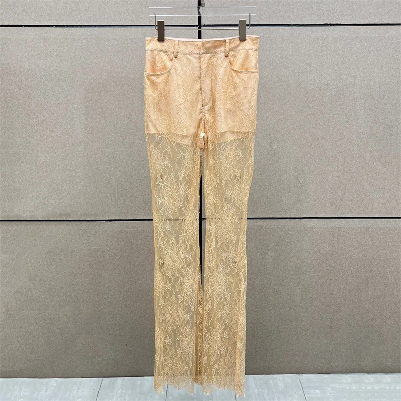 Women's pants New high waisted slim fit straight leg pants for the summer of 2026 Half transparent lace patchwork casual pants
Women's pants New high waisted slim fit straight leg pants for the summer of 2026 Half transparent lace patchwork casual pants