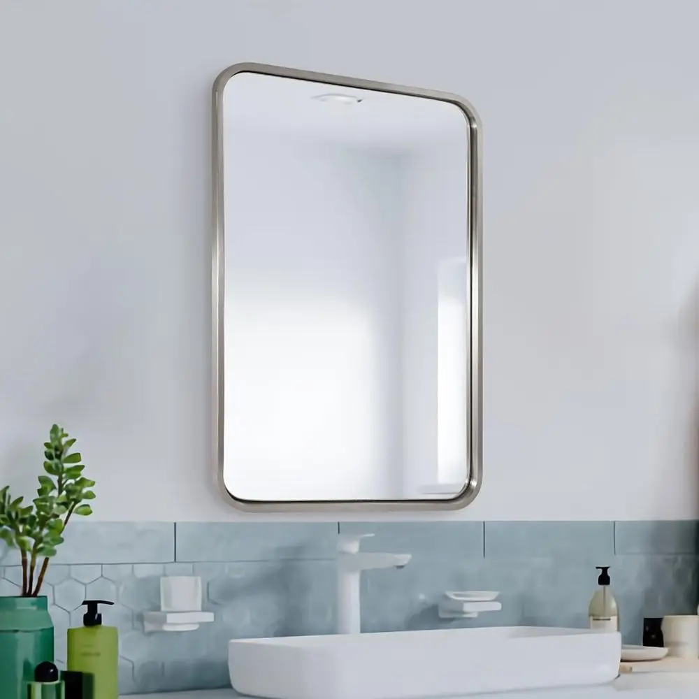 Mirror Wall, 20x28’’ Brushed Nickel Bathroom Mirror, Rounded RecMirror Vanity, Anti-Rust SUS304, Tube Metal e, 1’’ Deep Wall Mou
Mirror Wall, 20x28’’ Brushed Nickel Bathroom Mirror, Rounded RecMirror Vanity, Anti-Rust SUS304, Tube Metal e, 1’’ Deep Wall Mou