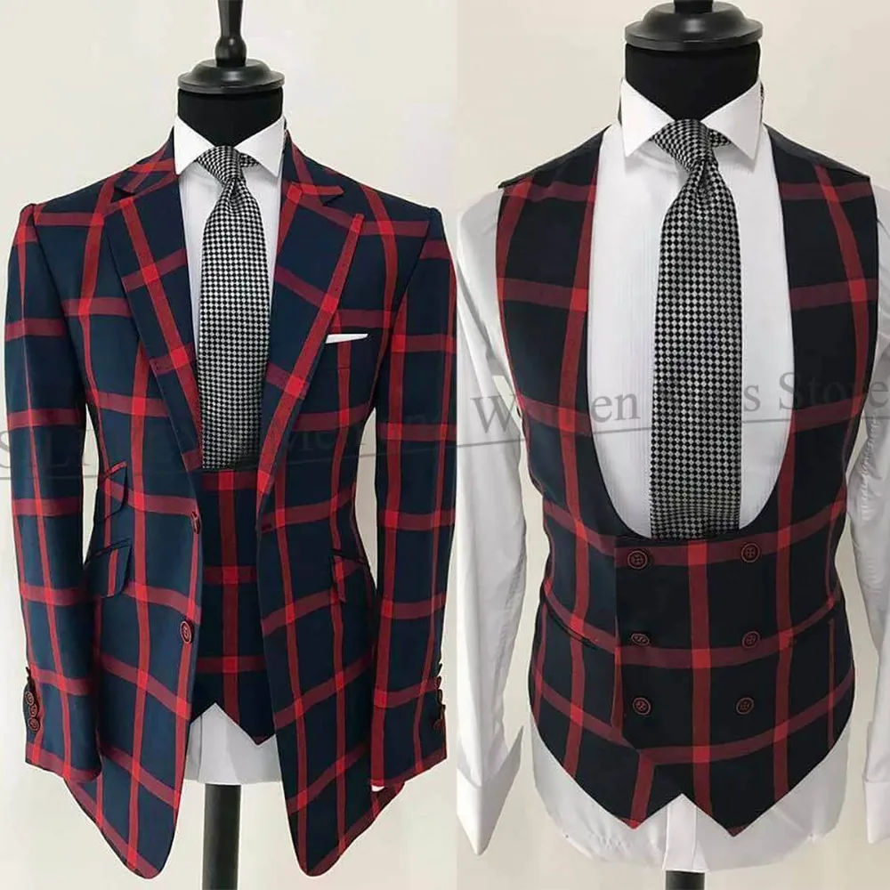 Chic Plaid Men Suits Notched Lapel Single Breasted Male Suit 3 Piece Slim Fit Fashion Business Casual Party Prom Wedding Tuxedo
Chic Plaid Men Suits Notched Lapel Single Breasted Male Suit 3 Piece Slim Fit Fashion Business Casual Party Prom Wedding Tuxedo