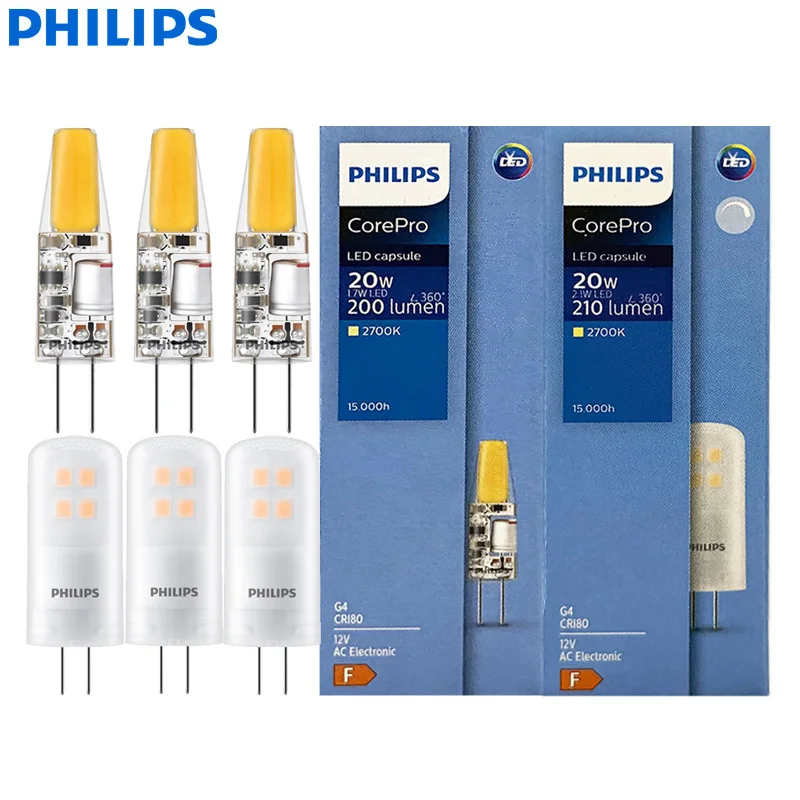 Philips G4 LED Capsule 1.7W 2.1W (=20W Halogen) Pin Light CorePro 2700K White AC 12V LED Decorative Bulbs G4 Task Desk Lamps
Philips G4 LED Capsule 1.7W 2.1W (=20W Halogen) Pin Light CorePro 2700K White AC 12V LED Decorative Bulbs G4 Task Desk Lamps