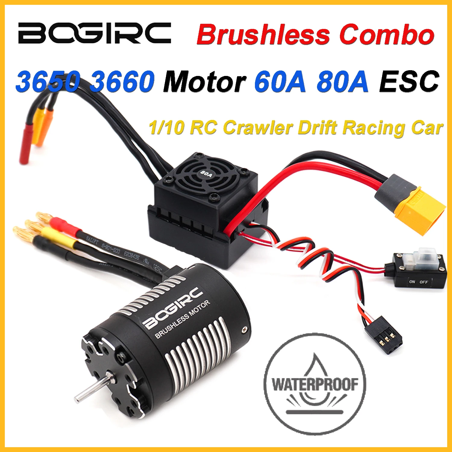 BOGIRC Waterproof Brushless Combo 3650 3660 Motor 60A 80A ESC 2-7S for 1/10 RC Crawler Drift Racing Tamiya Traxxas Wltoys HSP
BOGIRC Waterproof Brushless Combo 3650 3660 Motor 60A 80A ESC 2-7S for 1/10 RC Crawler Drift Racing Tamiya Traxxas Wltoys HSP