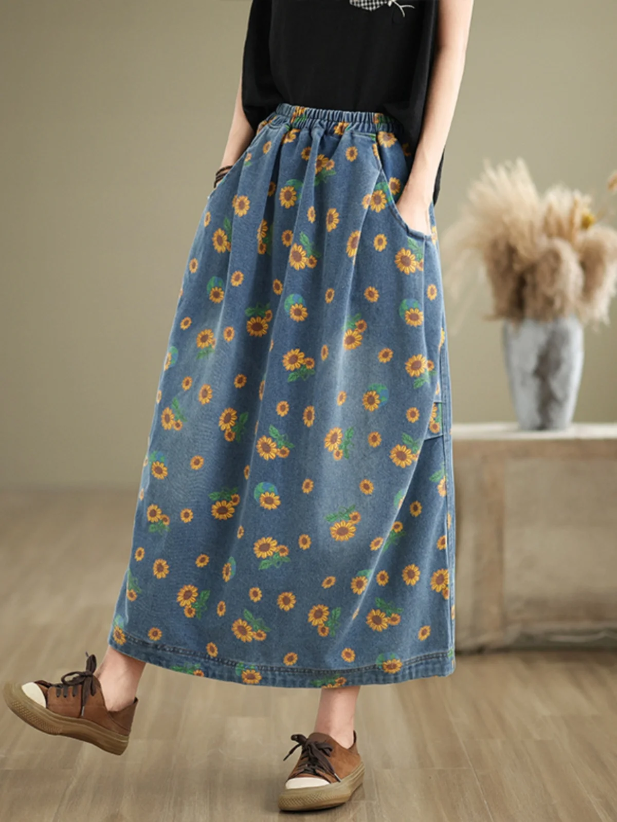 Loose Artistic Print Denim f Skirt Women's Spring Autumn New Large Size Slim Long Skirt High Waist A-Line Gown
Loose Artistic Print Denim f Skirt Women's Spring Autumn New Large Size Slim Long Skirt High Waist A-Line Gown