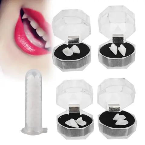 Decoration False Teeth Teeth Pellets Adhesive Halloween Party False Teeth Set Cosplay Dentures Props with Teeth Pellets Adhesive