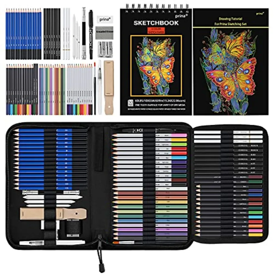 76 Pack Drawing Set Sketching Kit, Pro Art Supplies with 3-Color Sketchbook, Include Tutorial, Colored, Graphite, Charcoal, Wat
76 Pack Drawing Set Sketching Kit, Pro Art Supplies with 3-Color Sketchbook, Include Tutorial, Colored, Graphite, Charcoal, Wat