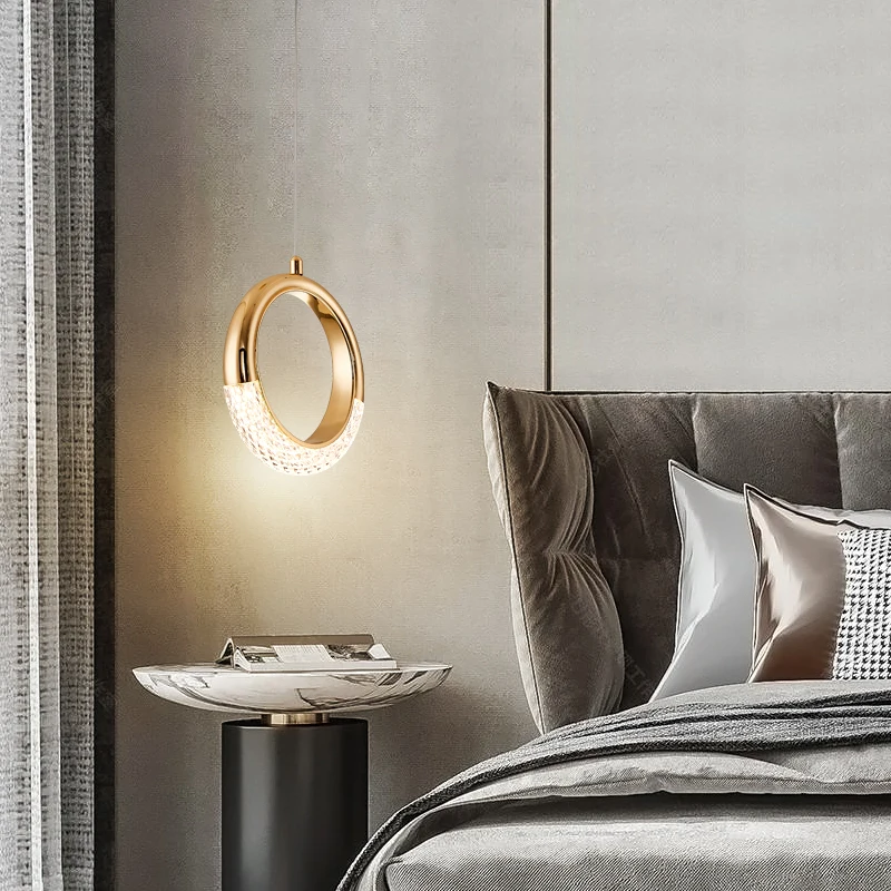 Bedroom Bedside Pendant Light Luxury Modern Simple Minimalist Home Decor Moon Ring Hanging Lamp Bay Window Small Gold Chandelier
Bedroom Bedside Pendant Light Luxury Modern Simple Minimalist Home Decor Moon Ring Hanging Lamp Bay Window Small Gold Chandelier