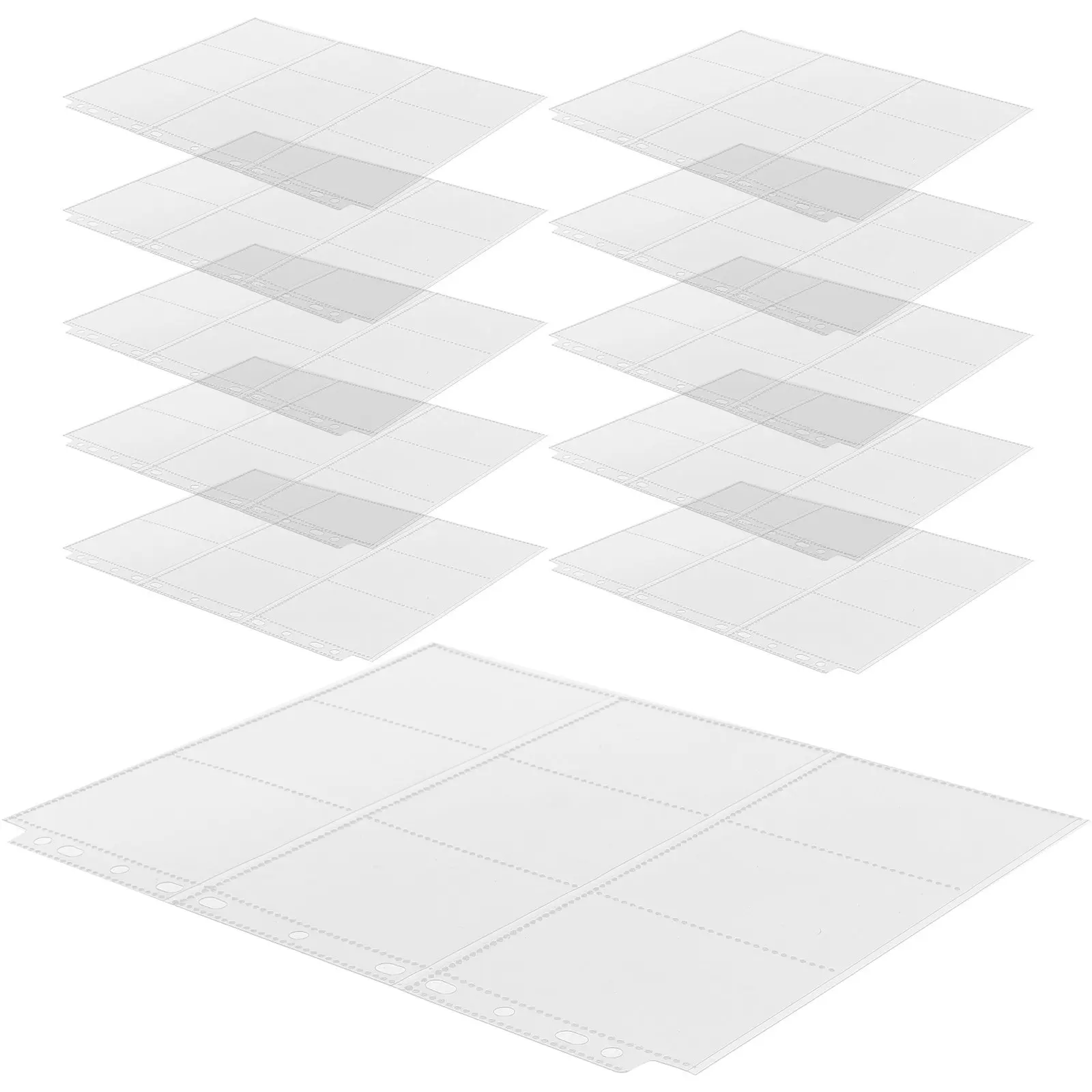 10 Sheets Clear PVC Card Sleeves Transparent Binder Pages for Trading Card Storage Photo Game Cards Album Refills Portable
10 Sheets Clear PVC Card Sleeves Transparent Binder Pages for Trading Card Storage Photo Game Cards Album Refills Portable