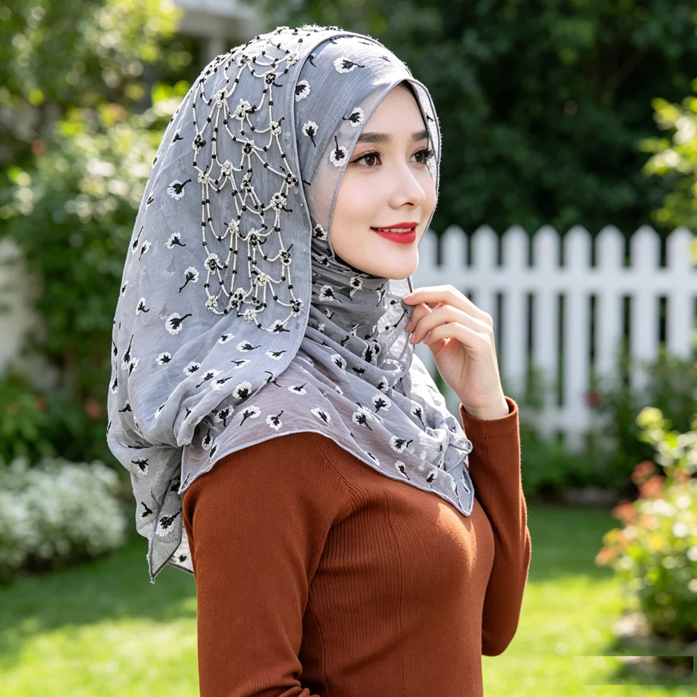 Soft Silk Amira Instant Hijab Turban Muslim Women Embroidery Beaded Tassel Headscarf Islamic Shawl Wrap Prayer Head Cover Stoles
Soft Silk Amira Instant Hijab Turban Muslim Women Embroidery Beaded Tassel Headscarf Islamic Shawl Wrap Prayer Head Cover Stoles