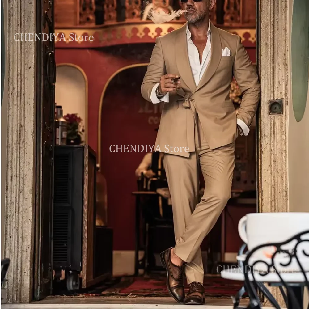Casual Shawl Lapel Men Suits Fashion Solid Color Wedding Party Tuxedo 2 Piece Formal Dinner Banquet Male Suit (Blazer+Pants)
Casual Shawl Lapel Men Suits Fashion Solid Color Wedding Party Tuxedo 2 Piece Formal Dinner Banquet Male Suit (Blazer+Pants)