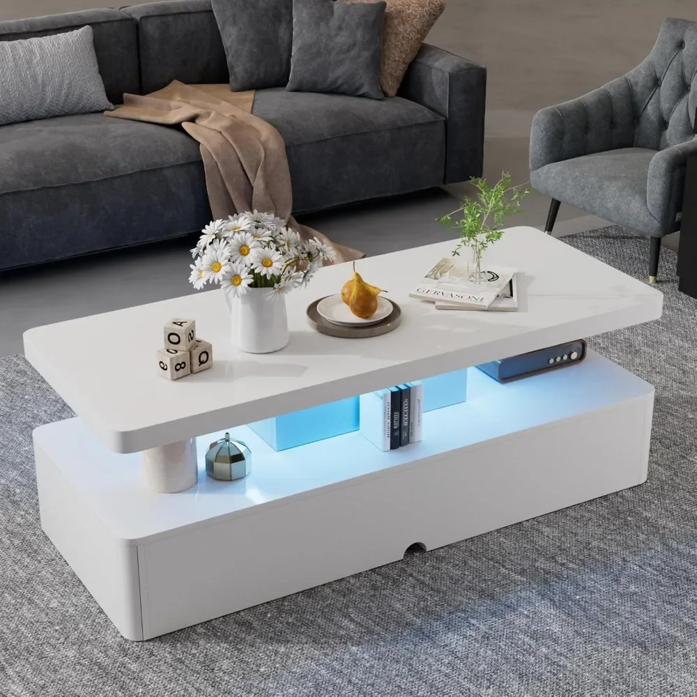 Modern Stylish Coffee Table with 16 Colors LED Lights, Double-Layer Design for Living Room
Modern Stylish Coffee Table with 16 Colors LED Lights, Double-Layer Design for Living Room