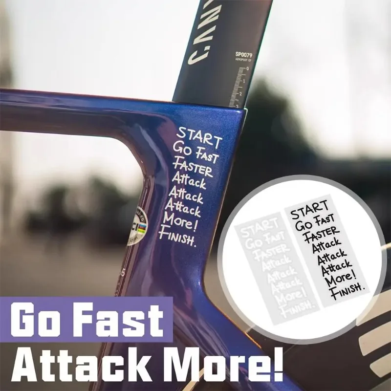 “Go Fast,Attack More”Bicycle Stickers for Bicycle Frame Top Tube DIY Incentive Waterproof Cycling Sticker MTB Road Bikes Decals
“Go Fast,Attack More”Bicycle Stickers for Bicycle Frame Top Tube DIY Incentive Waterproof Cycling Sticker MTB Road Bikes Decals