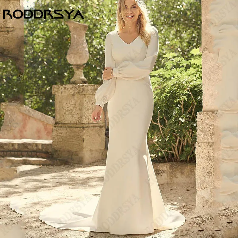 Oyisha Classic Puff Sleeve Wedding Dress For Women Simple V-Neck Satin Bride Gowns Back Button Mermaid Vestido Novia Custom Made
Oyisha Classic Puff Sleeve Wedding Dress For Women Simple V-Neck Satin Bride Gowns Back Button Mermaid Vestido Novia Custom Made