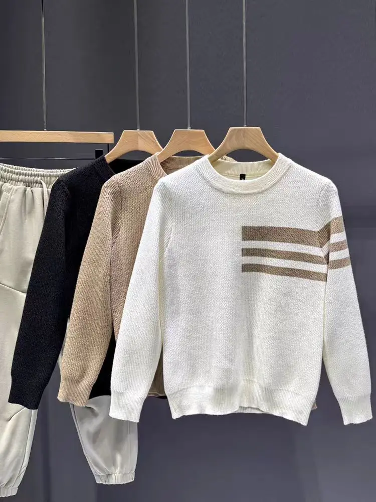 Мужской вязаный свитер Long Sve с круглым узором в полоску, облегающий базовый слой, модный топ для осенне-зимней повседневной одежды
Мужской вязаный свитер Long Sve с круглым узором в полоску, облегающий базовый слой, модный топ для осенне-зимней повседневной одежды