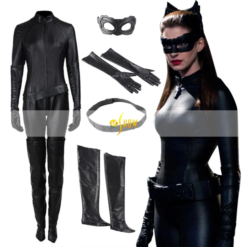 Women's Fullbody Black Catsuit Halloween Cosplay Jumpsuit Selina Costume Whip Zipper Patch
Women's Fullbody Black Catsuit Halloween Cosplay Jumpsuit Selina Costume Whip Zipper Patch