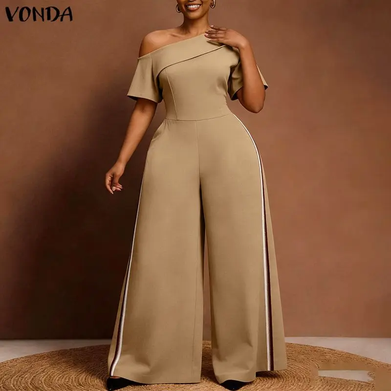 VONDA Summer Patchwork Women Plus Size Jumpsuits Elegant Short Sleeve Rompers Solid Party Playsuits Wide Leg Pants Streetwear
VONDA Summer Patchwork Women Plus Size Jumpsuits Elegant Short Sleeve Rompers Solid Party Playsuits Wide Leg Pants Streetwear
