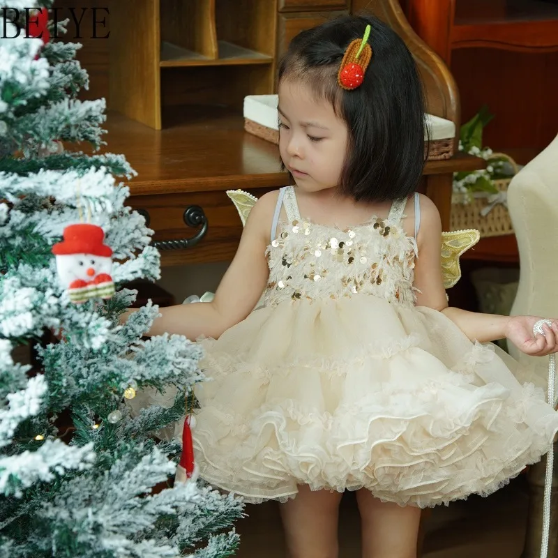 Baby Girls Fluffy Feather Tulle Dress Kids Sleeveless Sparkle Sequin Princess Tutu Dress Toddler Birthday Wedding Party Outfit
Baby Girls Fluffy Feather Tulle Dress Kids Sleeveless Sparkle Sequin Princess Tutu Dress Toddler Birthday Wedding Party Outfit