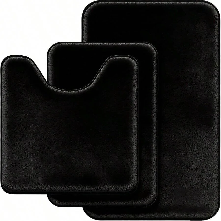 Black Bathroom Rug Set Memory Foam Bath Mats 3 Piece With Toilet Mats, Soft and Supportive, Shock Absorbing, Water Absorbent, N
Black Bathroom Rug Set Memory Foam Bath Mats 3 Piece With Toilet Mats, Soft and Supportive, Shock Absorbing, Water Absorbent, N