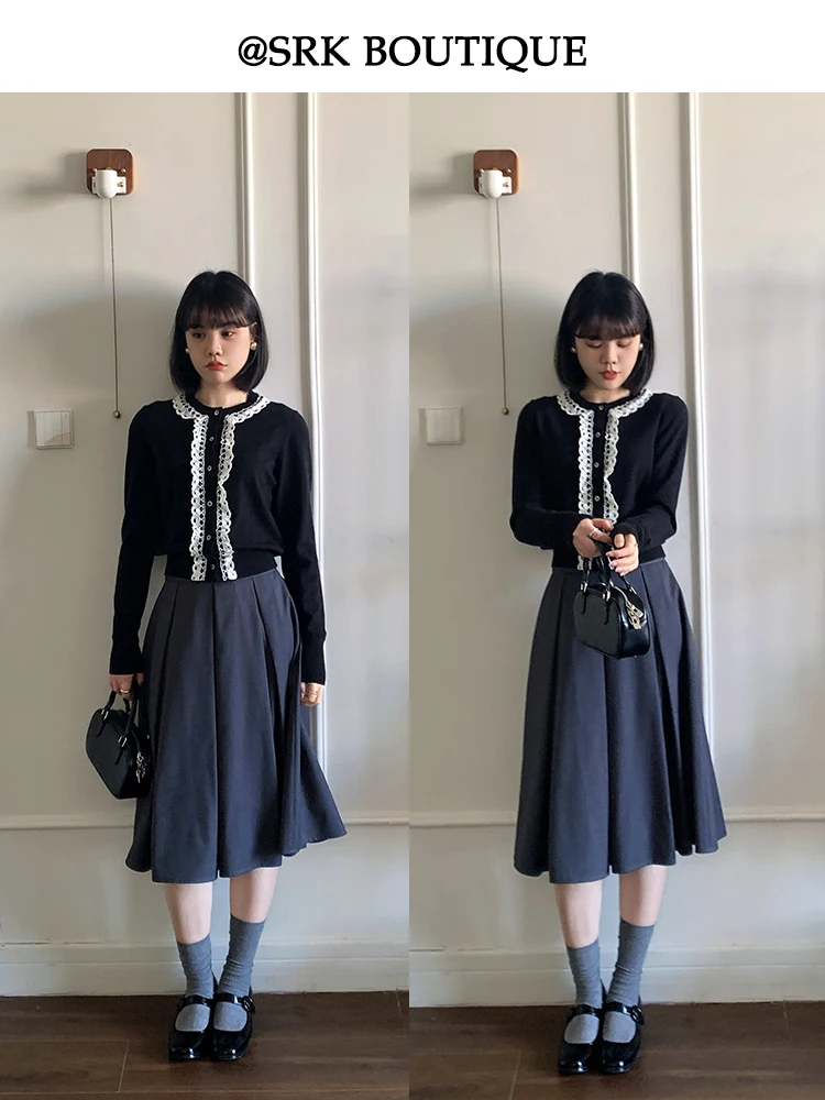 SRK Lace Long Sve Open Cardigan Bla White Color Blo Slimming Soft round Ne Sweater Early Spring New Sle Women's Kn...
SRK Lace Long Sve Open Cardigan Bla White Color Blo Slimming Soft round Ne Sweater Early Spring New Sle Women's Kn...