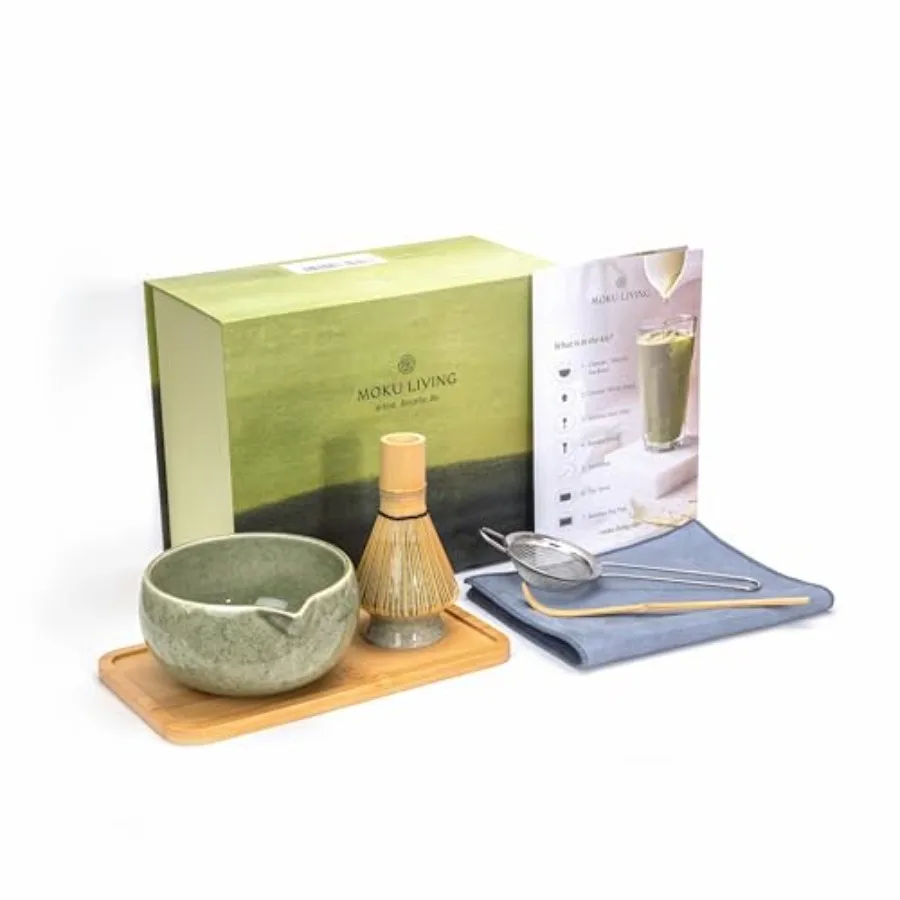 Matcha Whisk Set Mottled Green - 7-Piece Matcha Kit with Hand-Glazed Ceramic Bowl, Bamboo Whisk and Holder, Scoop, Sifter, Tray
Matcha Whisk Set Mottled Green - 7-Piece Matcha Kit with Hand-Glazed Ceramic Bowl, Bamboo Whisk and Holder, Scoop, Sifter, Tray