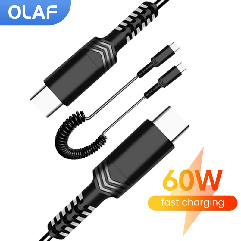Dual Type-C Spring Cable 60W Retractable USB C To Type C Fast Charging Cable For iphone 15 Pro Max Samsung Xiaomi Huawei
Dual Type-C Spring Cable 60W Retractable USB C To Type C Fast Charging Cable For iphone 15 Pro Max Samsung Xiaomi Huawei