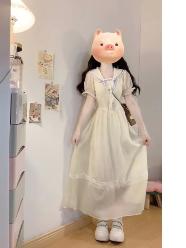 plus Size Sweet Sle Navy Collar Bubble Sve Dr Women's Summer New Waist Cinching A-Line Skirt Korean Version High Waist
plus Size Sweet Sle Navy Collar Bubble Sve Dr Women's Summer New Waist Cinching A-Line Skirt Korean Version High Waist