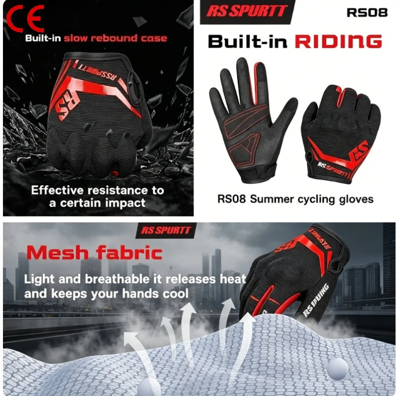 RS08 Motorcycle Riding Gloves Summer Breathable Gloves Full Finger Motocross Anti-Slip Ventilation Design Motorbike Ride Glove
RS08 Motorcycle Riding Gloves Summer Breathable Gloves Full Finger Motocross Anti-Slip Ventilation Design Motorbike Ride Glove