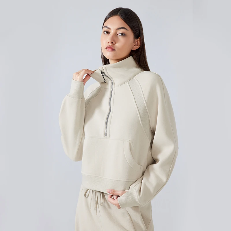 Women's Loos Fit Half Zip Pullover Fleece Stand Collar Gym Sweatshirt With Thumb Hole Kangaroo Pocket Winter Warm Workout Jacket
Women's Loos Fit Half Zip Pullover Fleece Stand Collar Gym Sweatshirt With Thumb Hole Kangaroo Pocket Winter Warm Workout Jacket