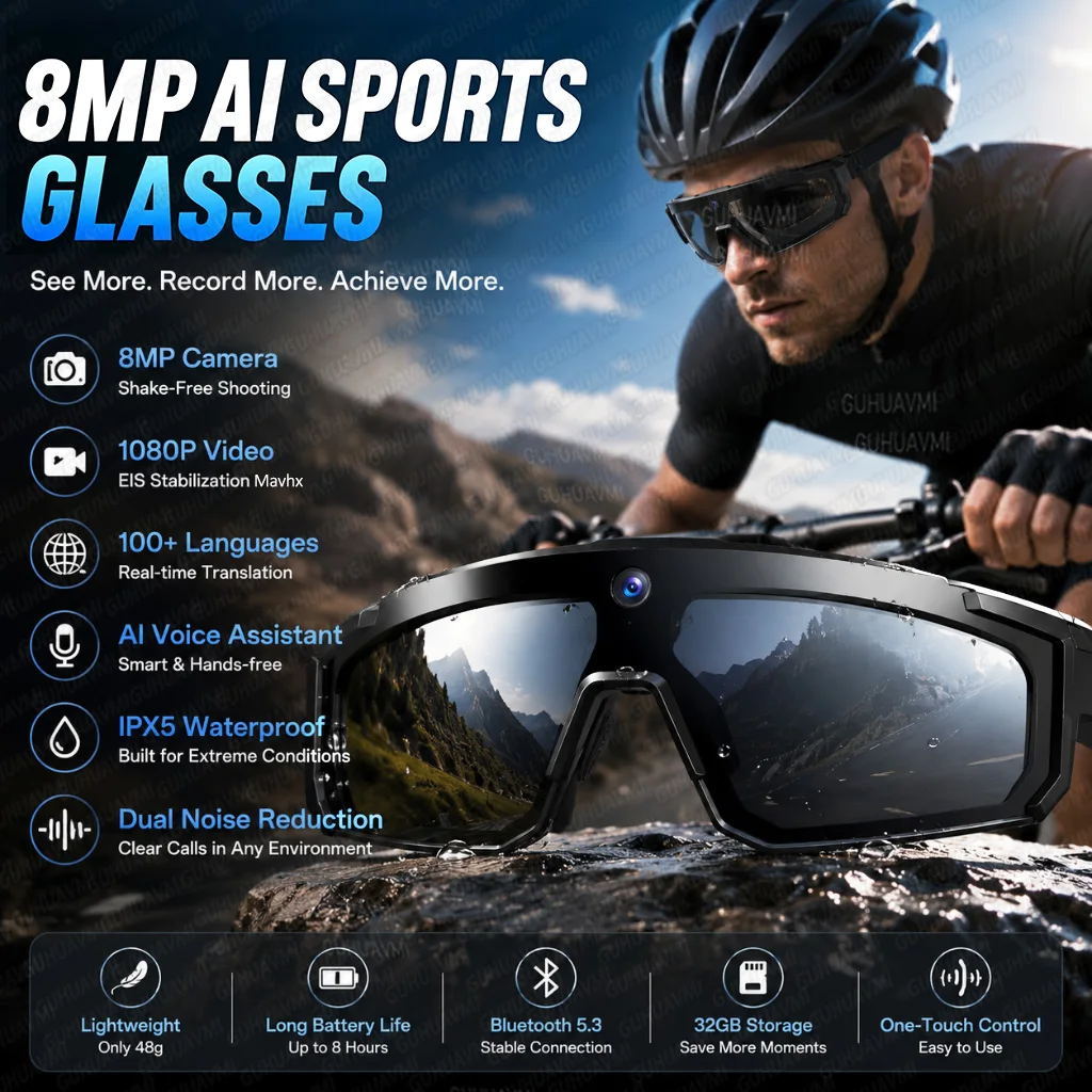 AI Smart Glasses with Camera 4K Video Recording with EIS Polarized Sunglasses Translation ChatGPT Voice Assistant Cycling/Skiing
AI Smart Glasses with Camera 4K Video Recording with EIS Polarized Sunglasses Translation ChatGPT Voice Assistant Cycling/Skiing