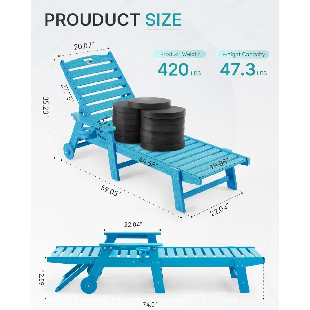 Chaise Lounge Chair Outdoor with Wheels, Oversize Patio Lounge Chairs with Wood Texture, 6-Position Plastic Lounge, Customized
Chaise Lounge Chair Outdoor with Wheels, Oversize Patio Lounge Chairs with Wood Texture, 6-Position Plastic Lounge, Customized