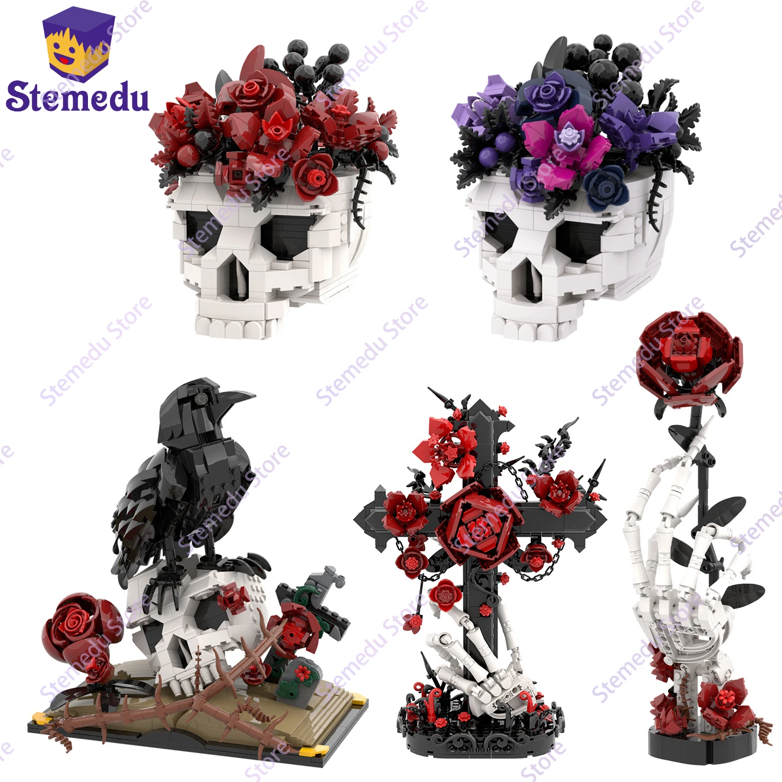 Gothic Skull Roses Bouquet Building Blocks Model with Crow Flowers Cross DIY Assembly Toy for Adult Home Decor Creative Gift
Gothic Skull Roses Bouquet Building Blocks Model with Crow Flowers Cross DIY Assembly Toy for Adult Home Decor Creative Gift