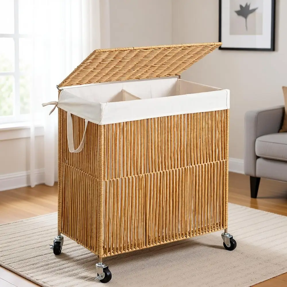 Rolling Handwoven Laundry Hamper with Lid and Removable Liner, 115L Large Capacity for Laundry Room Organization, Natural
Rolling Handwoven Laundry Hamper with Lid and Removable Liner, 115L Large Capacity for Laundry Room Organization, Natural