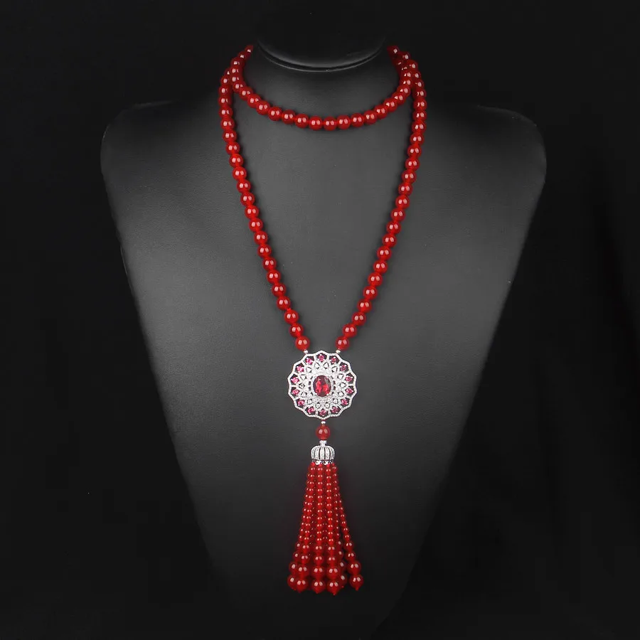 New natural red agate necklace zircon inlaid with sunflower ruby crystal necklace, women's long sweater chain
New natural red agate necklace zircon inlaid with sunflower ruby crystal necklace, women's long sweater chain