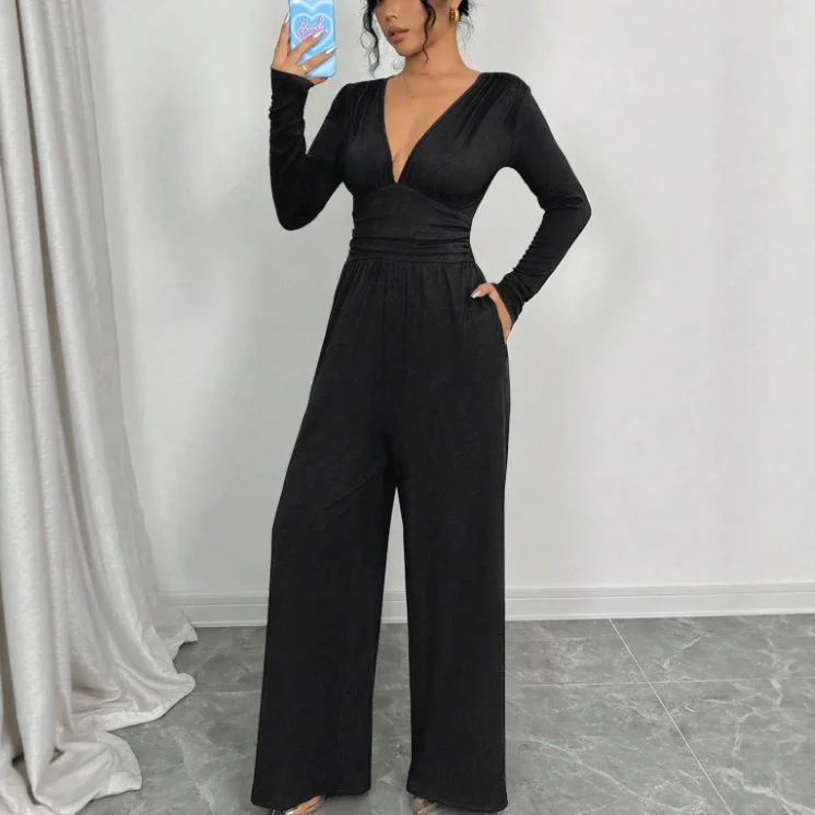 Women Jumpsuits One Piece Deep V Neck Full Sleeve Wide Leg Long Pants Slim Fit Rompers Y2k Streetwear Elegant Work Sexy Summer
Women Jumpsuits One Piece Deep V Neck Full Sleeve Wide Leg Long Pants Slim Fit Rompers Y2k Streetwear Elegant Work Sexy Summer
