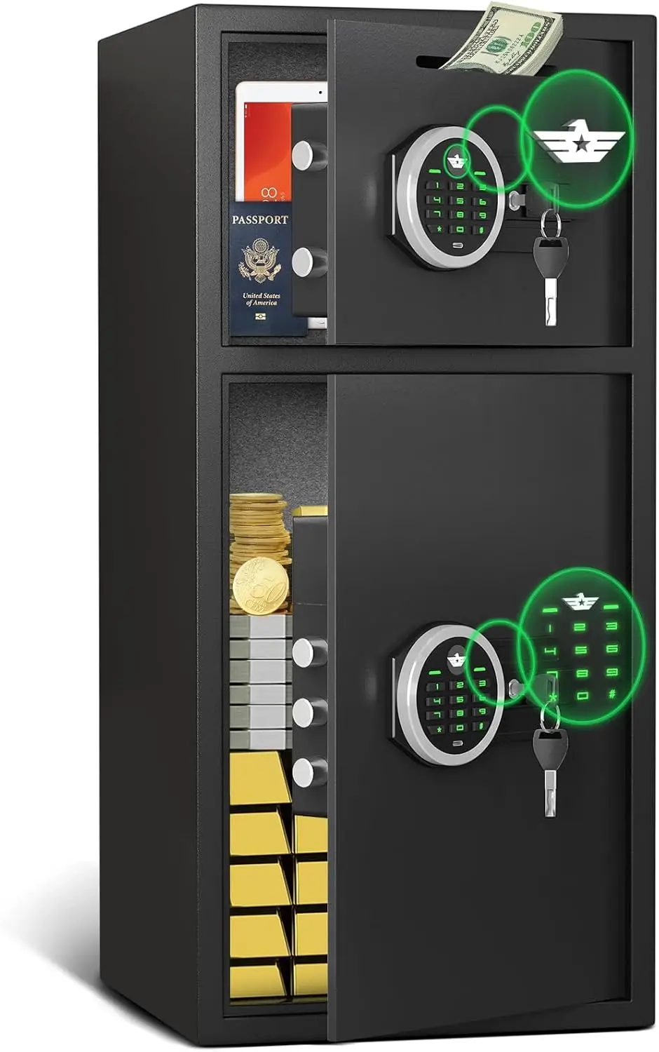Большой двухдверный сейф, огнестойкий, водонепроницаемый, сейф безопасности 6,5 куб. футов со светодиодной подсветкой и двойной системой сигнализации, домашние сейфы Digita 
Большой двухдверный сейф, огнестойкий, водонепроницаемый, сейф безопасности 6,5 куб. футов со светодиодной подсветкой и двойной системой сигнализации, домашние сейфы Digita