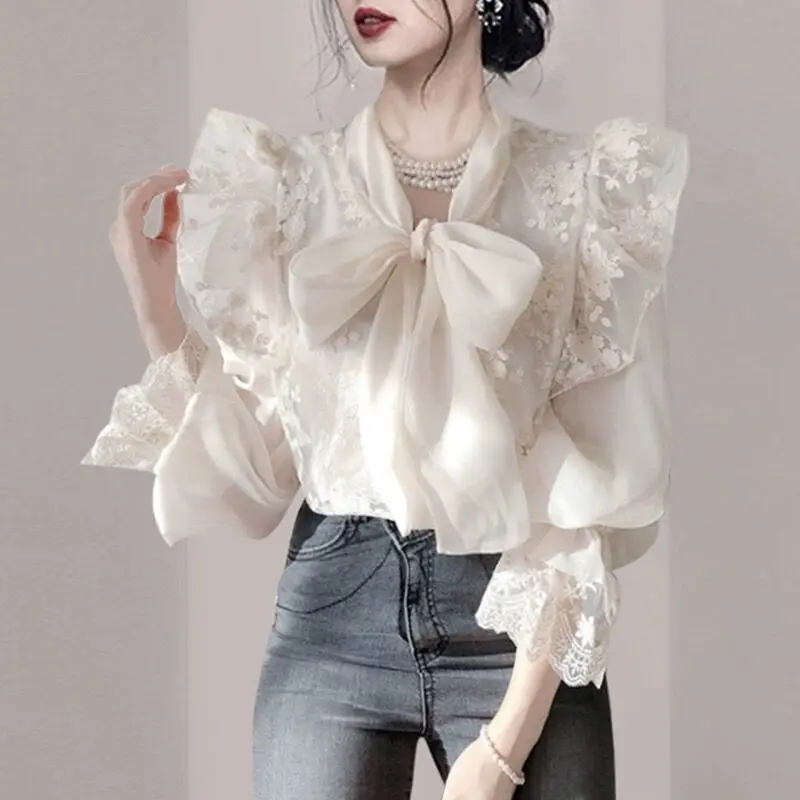 Korean Style Fashionable Slimming French Lace-up Bow High-end Fashionable Age-reducing Shirt for Women in Autumn
Korean Style Fashionable Slimming French Lace-up Bow High-end Fashionable Age-reducing Shirt for Women in Autumn