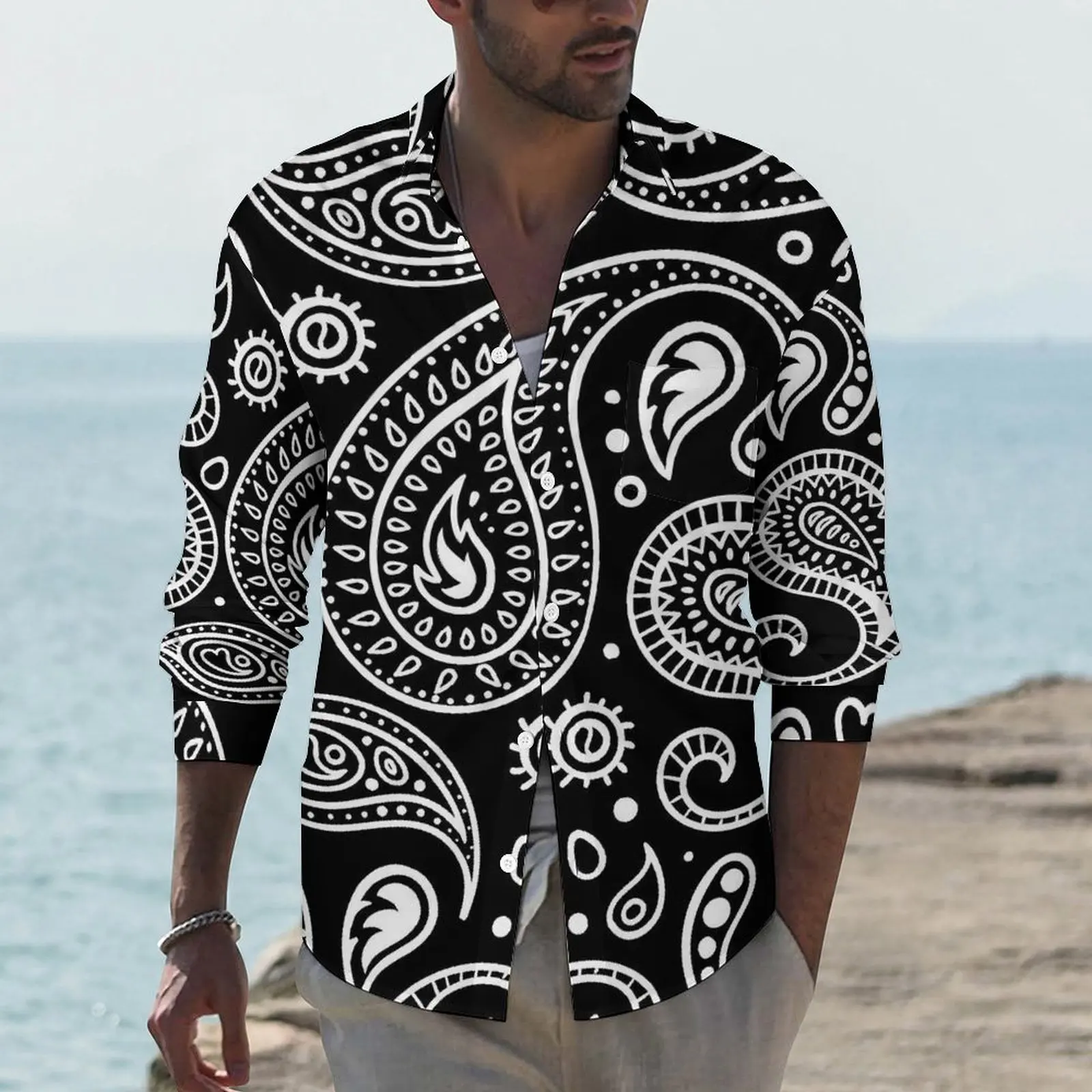 Paisley Design Shirt Male Black and White Casual Shirts Autumn Stylish Graphic Blouses Long Sleeve Fashion Oversize Clothes Gift
Paisley Design Shirt Male Black and White Casual Shirts Autumn Stylish Graphic Blouses Long Sleeve Fashion Oversize Clothes Gift